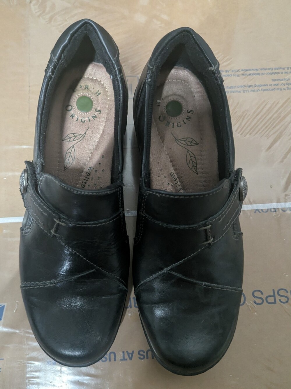 Earth Origins Black Leather Mary Jane Shoes Women’s Comfort Walking Clogs